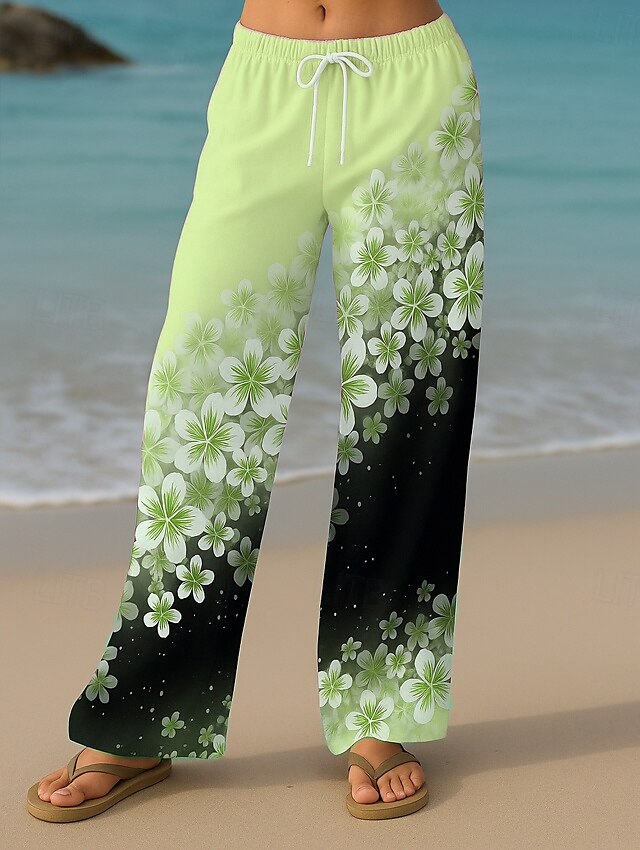 Femmes Culottes Jambe Large Vacances ancien Style Ethnique Longueur complète Taille haute Fleuri Graphique Séchage Rapide Respirabilité Doux Non Elastique Formel Extérieur Vacances Jaune Rose Claire de 2025 ? $24.99 –P3