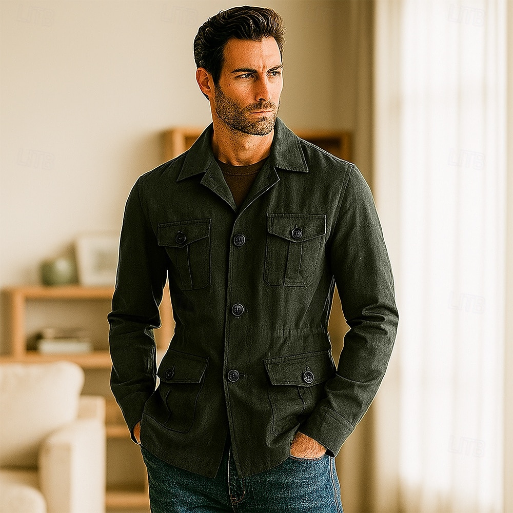 Per uomo Giacca Leggera Blazer 100% lino Scuola Formale Vacanza Elegante Vintage Estate Primavera Lino Tinta unica Tasca Delicato sulla Pelle Comodo Monopetto Un Bottone Bottone frontale Giacca del 2025 a $55.99 –P10