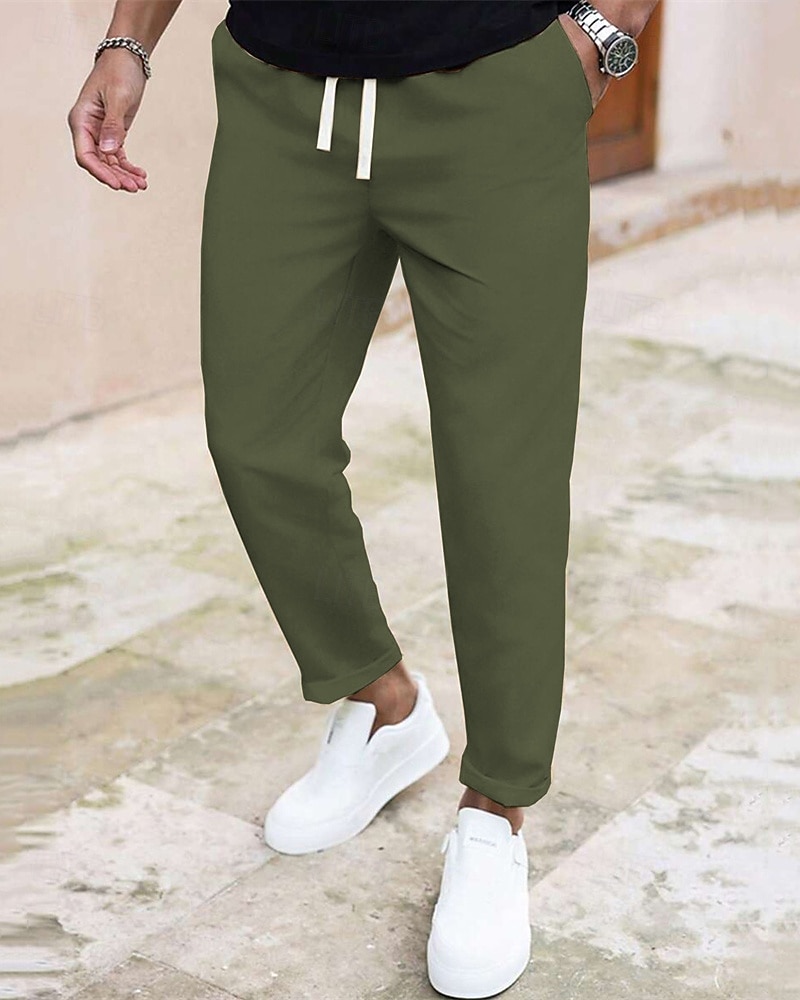 Pánské Upnuté Kalhoty Kalhoty chinos Šňůrky Kapsy Bez vzoru Pohodlné Po kotníky Denní Obchod Práce Módní Klasický styl Vodní modrá Černá Lehce elastické 2026 - $18.99 –P14