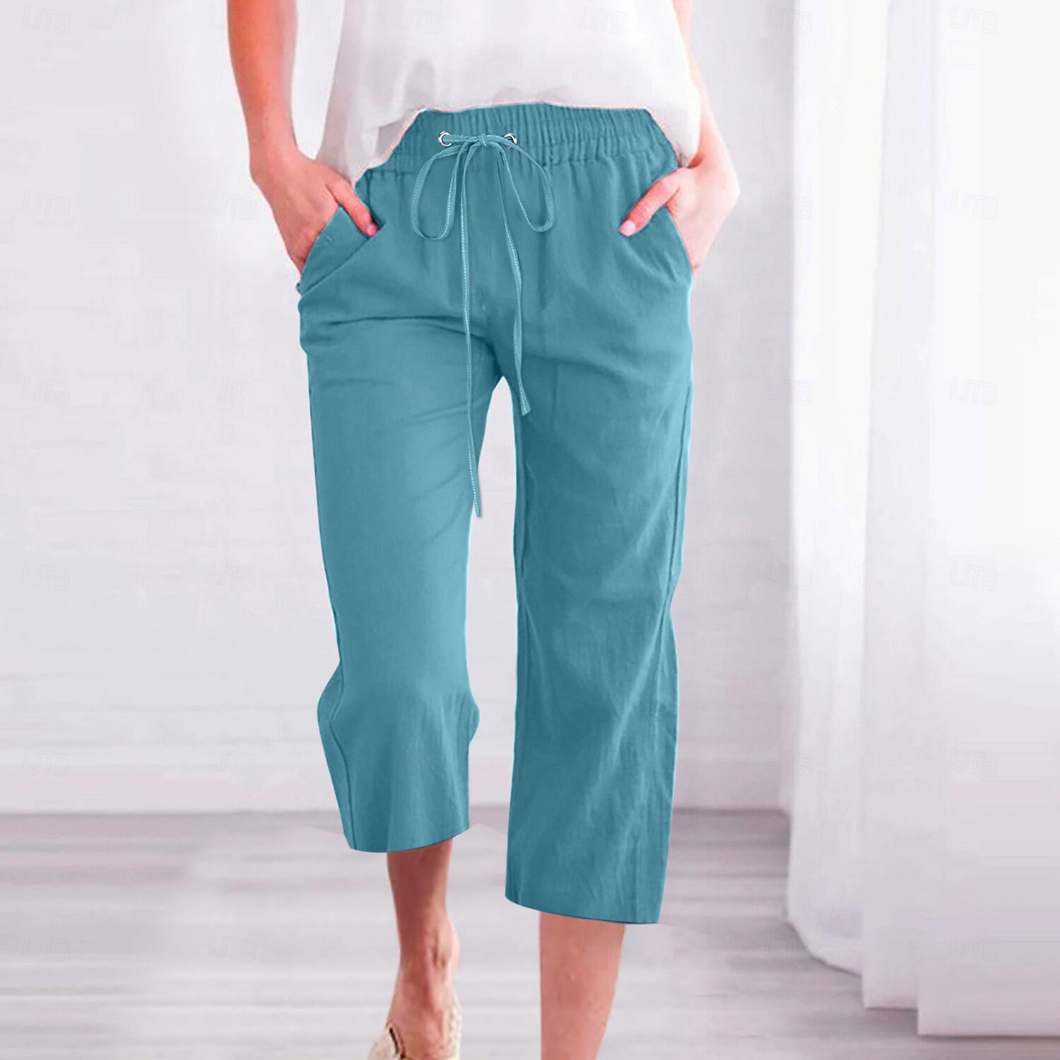Femmes Chinos Vacances ancien Style Ethnique Longueur mollet Taille haute Uni Ceinture Élastique Confortable Doux Non Elastique Formel Vacances Rue Bleu Violet Orange Vert Été Printemps Automne Coupe de 2025 ? $26.99 –P6