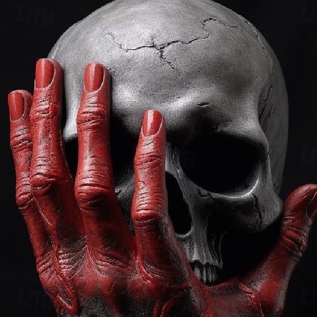 Pryskyřičná socha hlavy lebky, ruční pryskyřičná kostra, řemeslná gotická dekorace, hrozná halloweenská kostra lebky, realistický model lebky z lidských kostí pro strašidelný dům 2025 - $27.99 –P2