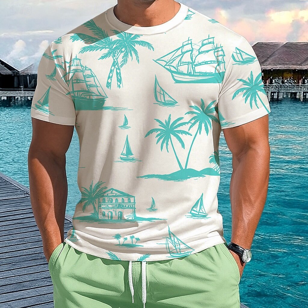 Herren Tropisch T Shirt Kurzarm T-Shirt 3D-Druck Rundhalsausschnitt Hemd Urlaub Tropisch Mode Straße Lässig Täglich Gelb Blau Grün Sommer Frühling Bekleidung S M L XL XXL XXXL 2025 - $17.99 –P4