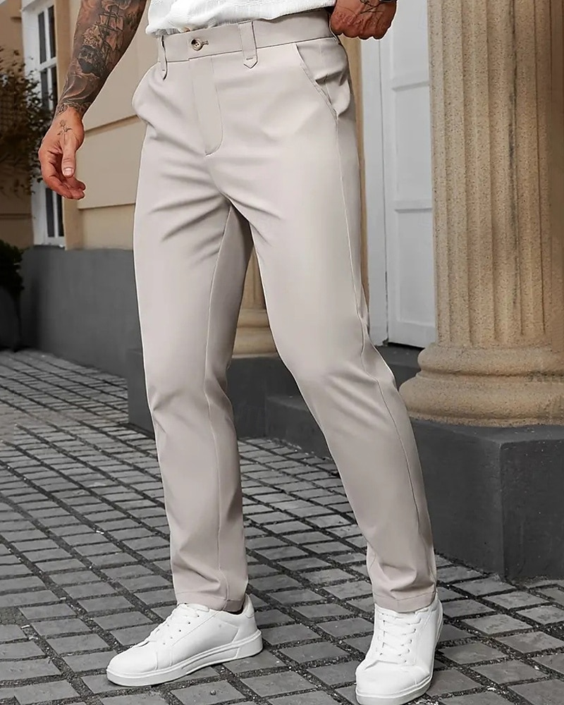 Hombre pantalones de traje Pantalones Chinos Bolsillo Botones Plano Comodidad Formal Fiesta Trabajo Moda Estilo clásico Negro Blanco Microelástico 2025 - $22.99 –P7