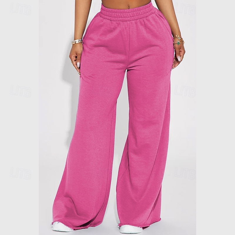 Mujer Perneras anchas Chinos Casual Medio corto Cintura Media Plano Perneras anchas Cintura elástica Confortable Transpirabilidad Deporte Casual Diario Negro Amarillo Rosa Vino Primavera Otoño Holgado 2025 - $22.99 –P5