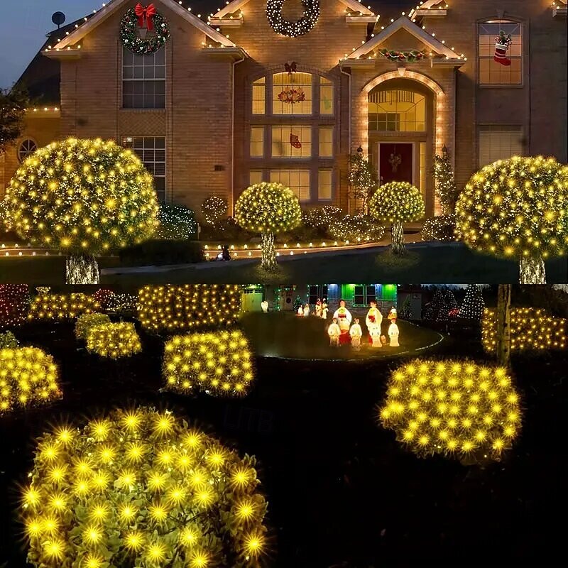 Catena luminosa a LED con rete fatata da 1,5 m*1,5 m / 1,5 m*4,5 m / 3 m*3 m / 6 m*4 m / 8 m*10 m, scelta di luci flessibili per le vacanze, illuminazione colorata per Natale, luci decorative per del 2025 a $12.99 –P13