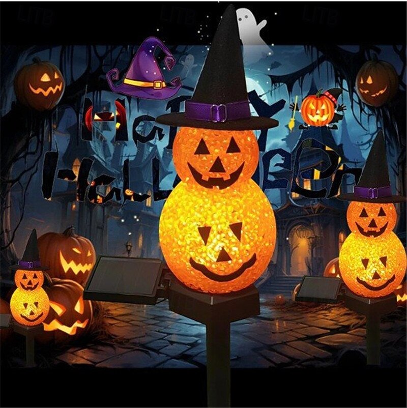 Solar Power Halloween Pumpkin Garden Lamp Ghost Lights For Garden Yard All Saints' Day Gravestone Garden Lawn Yard Patio Decorative Pathway Lights 1X 2X 2025 - $15.99 –P1