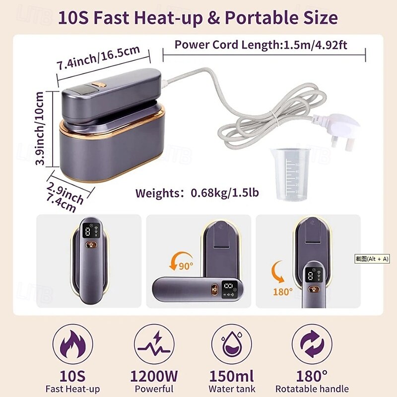Handheld Hanging Ironing Machine Folding Three-speed Digital Display Steam Ironing Machine for Household Small Portable Travel Iron 2025 - $47.99 –P14