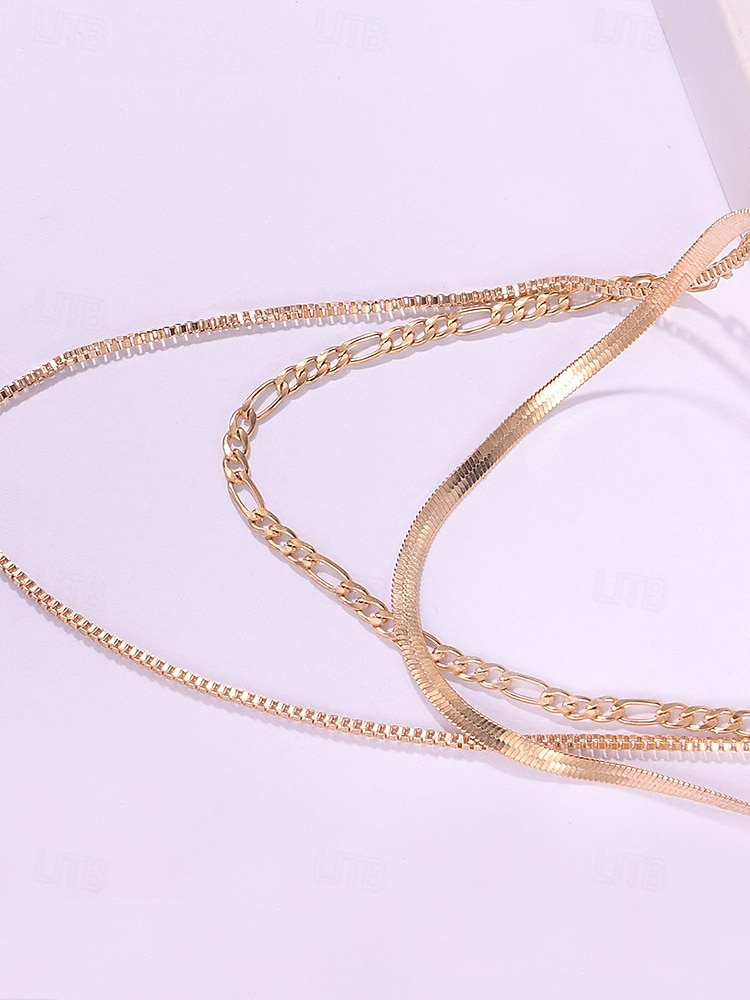 Women's Gold Layered Chain Necklace – Alloy Choker Set, Trendy Minimalist Jewelry for Parties, Dates and Night Out 2025 - $9.99 –P6