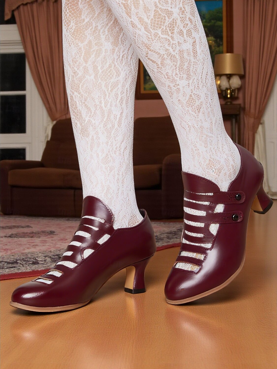 Femmes Chaussures à Talons Rétro Soirée Travail Quotidien Bouton Talon Cône Bout Rond Élégant ancien Marche PU Mocassin Noir Rouge Rouge Bordeaux de 2025 ? $54.99 –P6