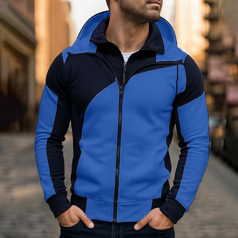 Per uomo Felpa con cappuccio Felpa con cappuccio a zip intera Felpa con cappuccio in pile Bianco Rosso Blu Grigio Con Cappuccio Semplice Patchwork Sport & Outdoor Casuale Quotidiano Streetwear Cool del 2025 a $23.99 –P4