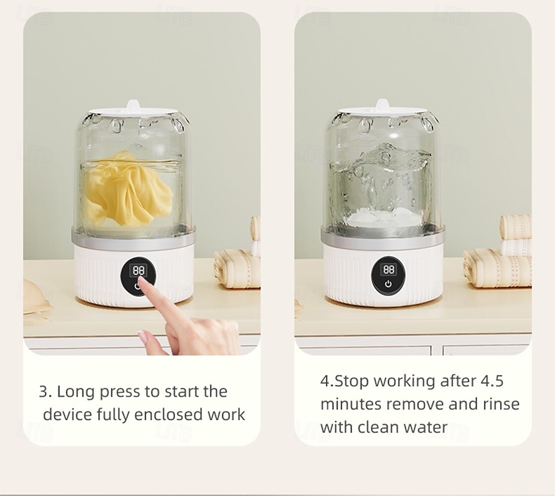 draagbare automatische wasmachine geen stekker nodig geen montage nodig 3000 mAh ultra sterke batterijduur kan ongeveer 15 keer worden gebruikt na 2 uur opladen geschikt voor zakenreizen familie 2025 - $31.99 –P11