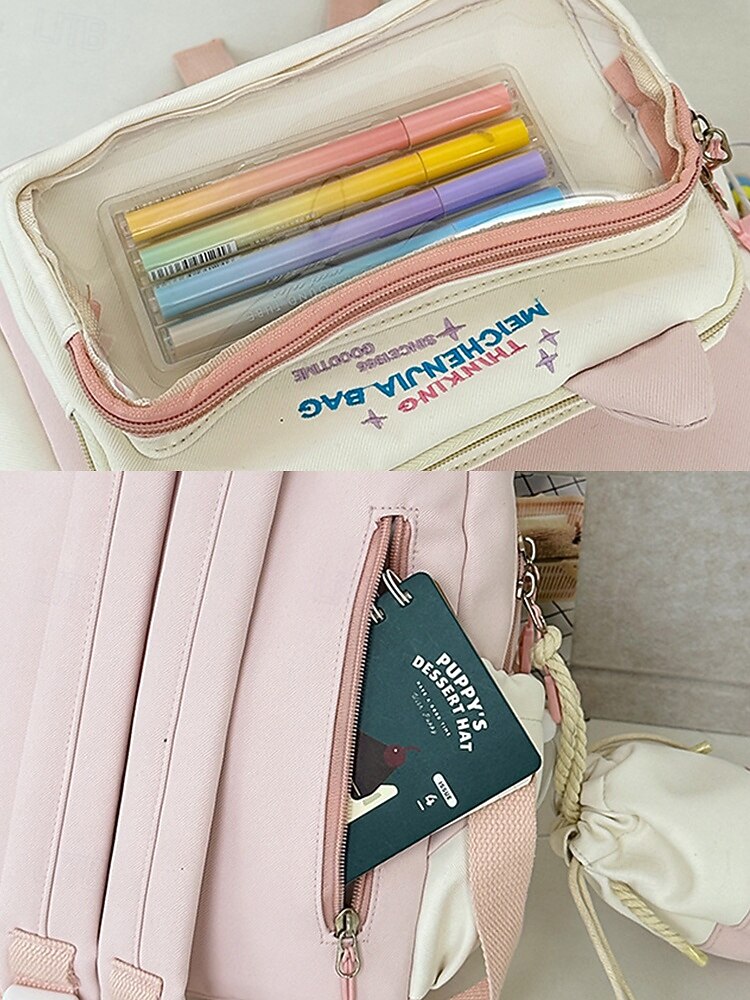Sac à dos kawaii pour enfant avec oreilles de chat et pochette à cordon – cartable pastel grande capacité pour filles et adolescentes de 2025 ? $19.99 –P10