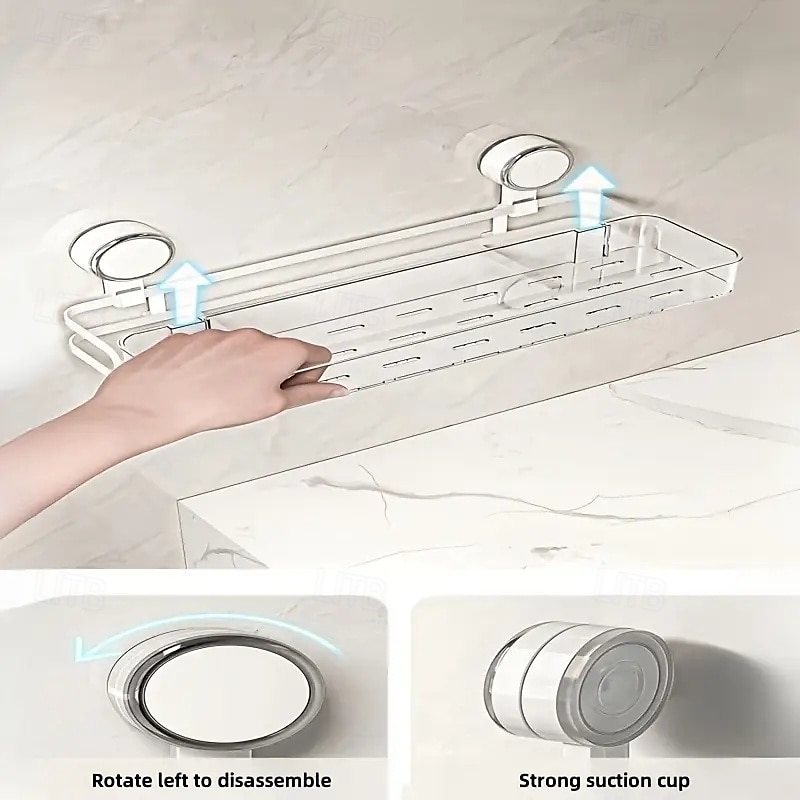mensola da bagno con ventosa montata a parete, mensola impermeabile per cosmetici con drenaggio, perfetta per il bagno &organizzazione della cucina del 2025 a $29.99 –P10
