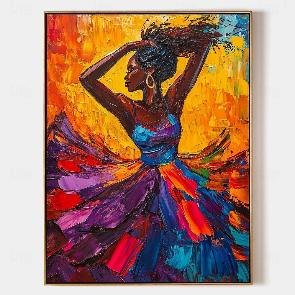 handgemachtes abstraktes Figurengemälde einer Tänzerin, kräftiger Rhythmus, strukturiertes Porträt einer tanzenden Ölmalerei, Muse-Leinwandgemälde, Porträt-Ölgemälde, Pattle Knife-Figurenmalerei 2025 - $209.29 –P6