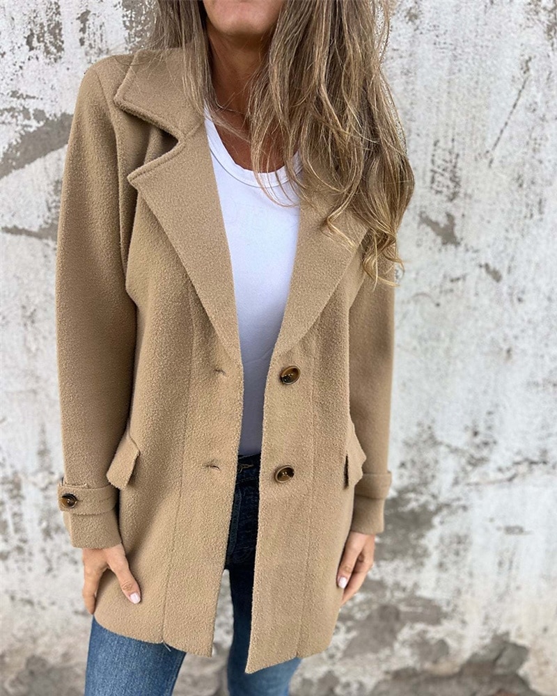 Damen Winterjacke Mantel Freizeitjacke Warm Bequem Tasche Knöpfe Mode Modern Lässig Einfach Outdoor Straße Ausgehen Einreihig Regulär Steigendes Revers Normale Passform Langarm Oberbekleidung Schwarz 2025 - $31.99 –P1