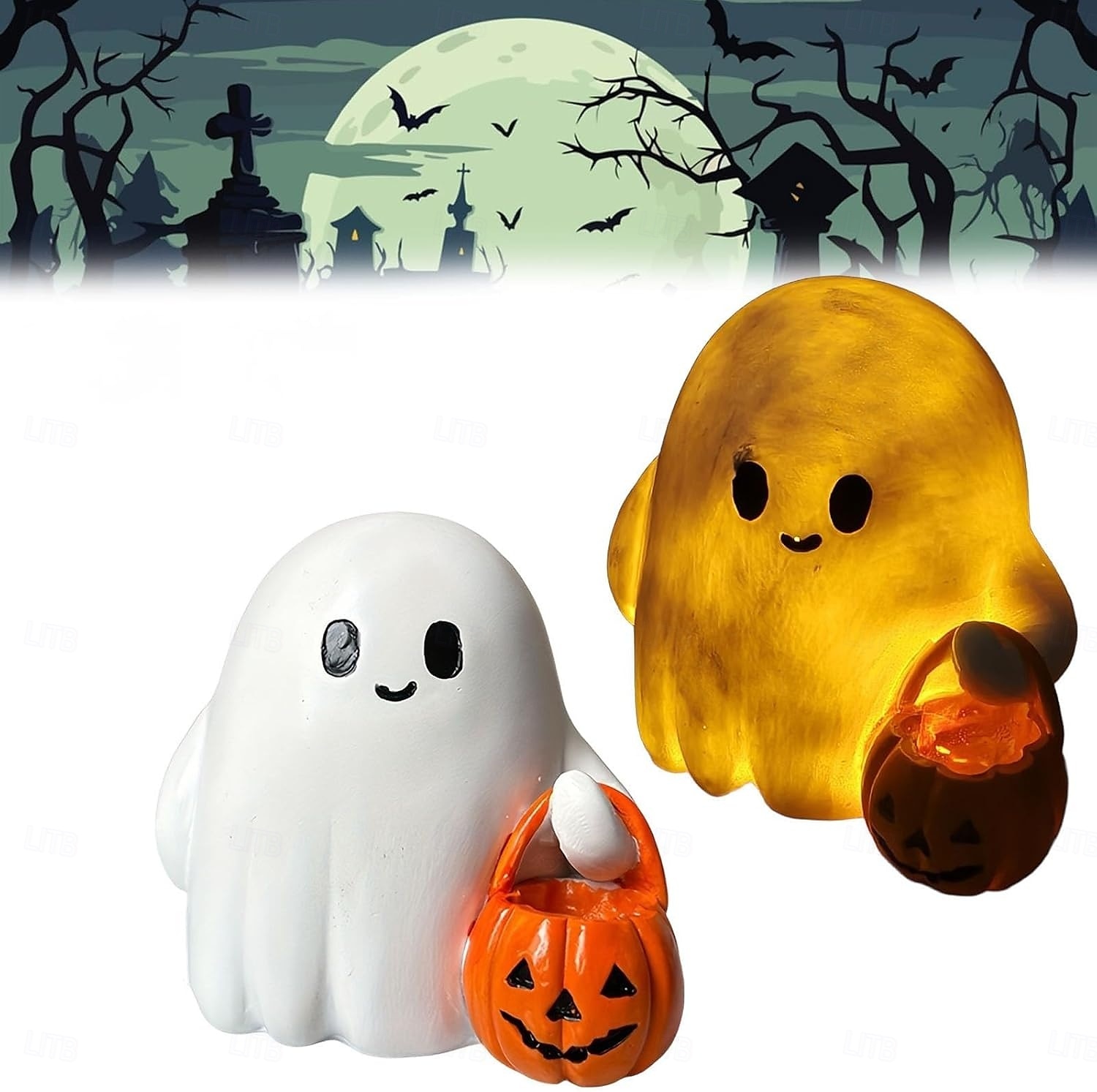 Dynia Boo Buddies - urocza dekoracja ducha Halloween ozdoby na dynie urocze dekoracje stołowe świecąca dekoracja uroczych duchów 2025 - $7.99 –P1