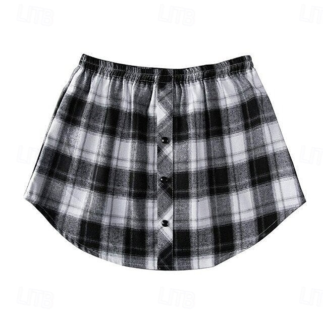 extensor de camisa versátil em camadas saia com bainha falsa para mulheres xadrez meia saia cobertura inferior para moletons blusas com capuz look casual chique de 2025 por $14.49 –P9