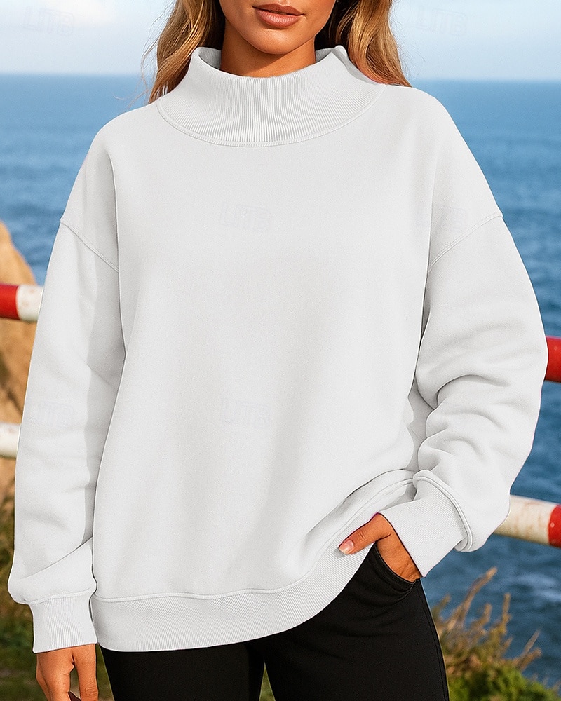 Per donna Felpa in pile Felpa pullover Manica Lunga Top Athleisure Tinta unita Calore Termico Antivento Escursionismo Allenamento Corsa abbigliamento sportivo Abbigliamento sportivo Nero Bianco Rosa del 2025 a $17.99 –P5