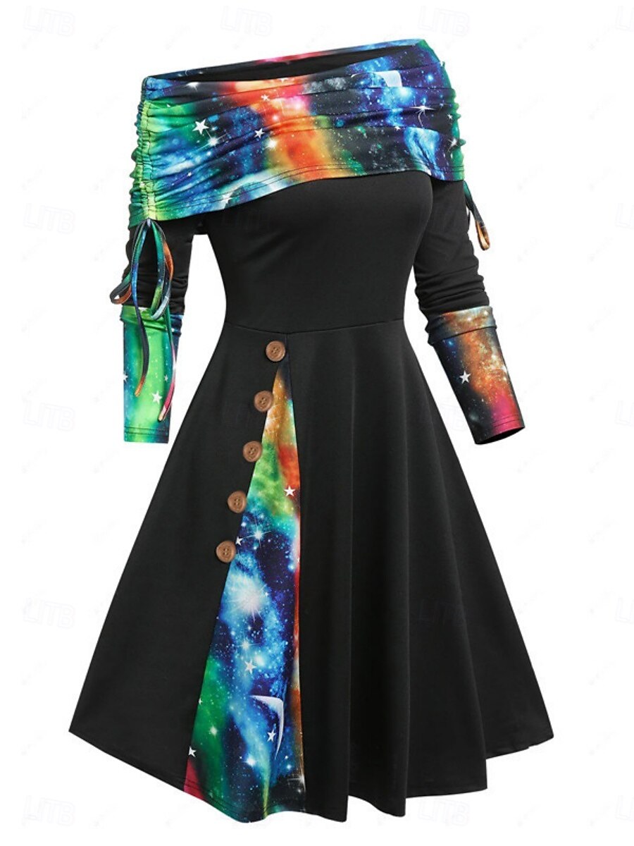 Damen Minikleid A Linie Kleid Lässig Täglich Normale Passform Karomuster Langarm Schulterfrei Schwarz Rote Marineblau Königliches Blau Frühling Herbst Winter 2025 - $31.99 –P5