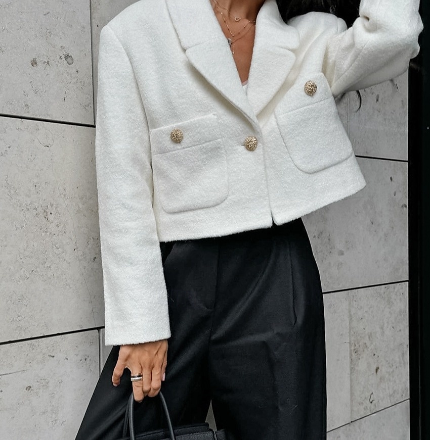 Femmes Blazer Confortable Boutons Élégant ancien Mode Style OL École Formel Vacances Bureau Court Revers Cranté Coupe régulière manche longue Vêtements d'extérieur Blanche Automne Hiver de 2025 ? $48.99 –P8