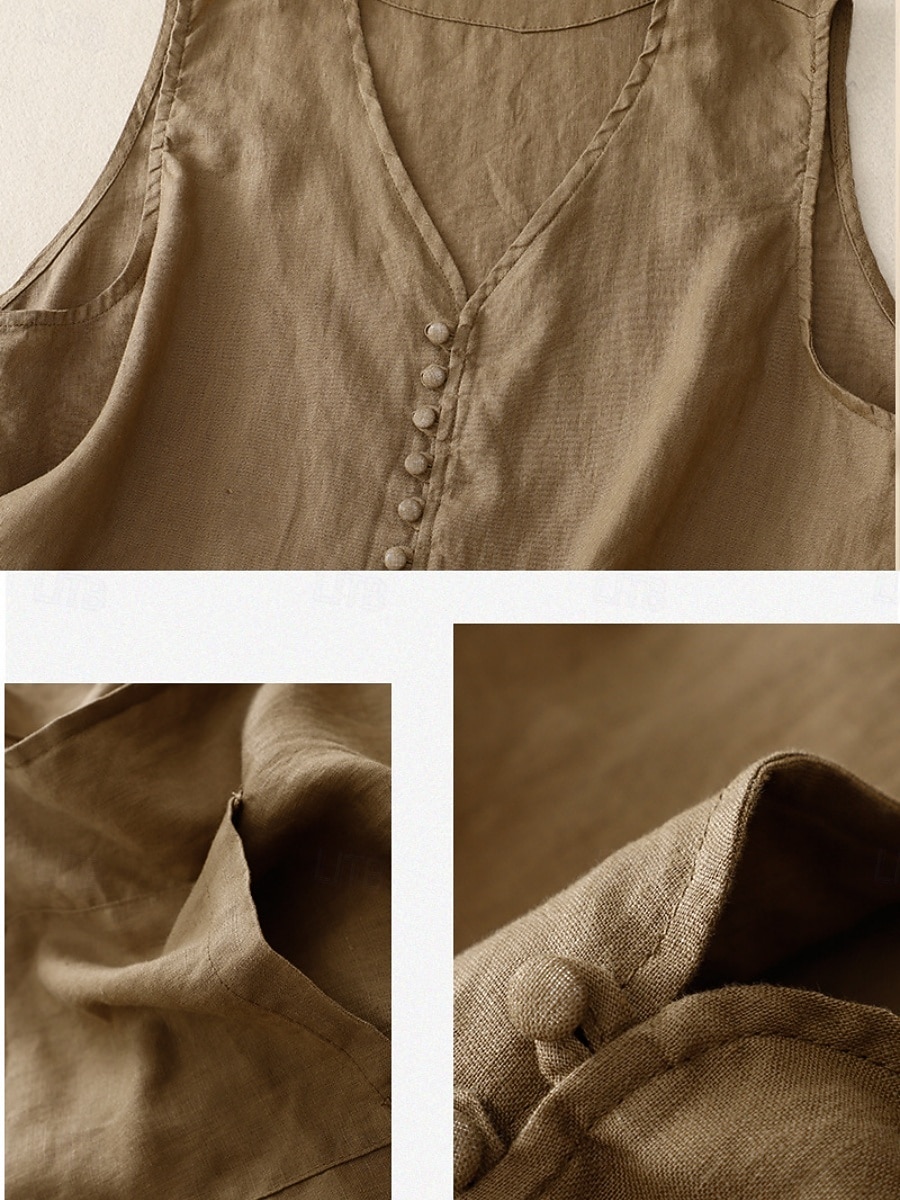 Per donna Gilet Confortevole Traspirante Tasca Bottoni Casual Semplice Vacanza Streetwear Casuale Abbigliamento quotidiano Monopetto Corto Scollo a V Vestibilità regolare Senza Maniche Capispalla del 2026 a $28.99 –P11