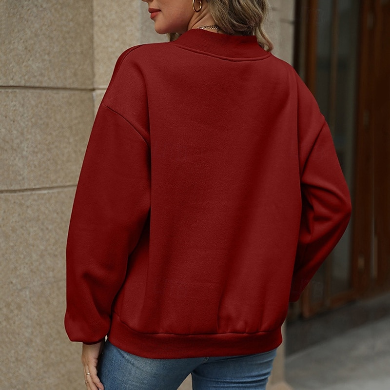 Femmes Pull Uni Streetwear Occasionnel Confortable manche longue Col en V Hauts Réguliers Rue Fête Sortir Rose Claire Vin Gris Automne de 2025 ? $26.99 –P10