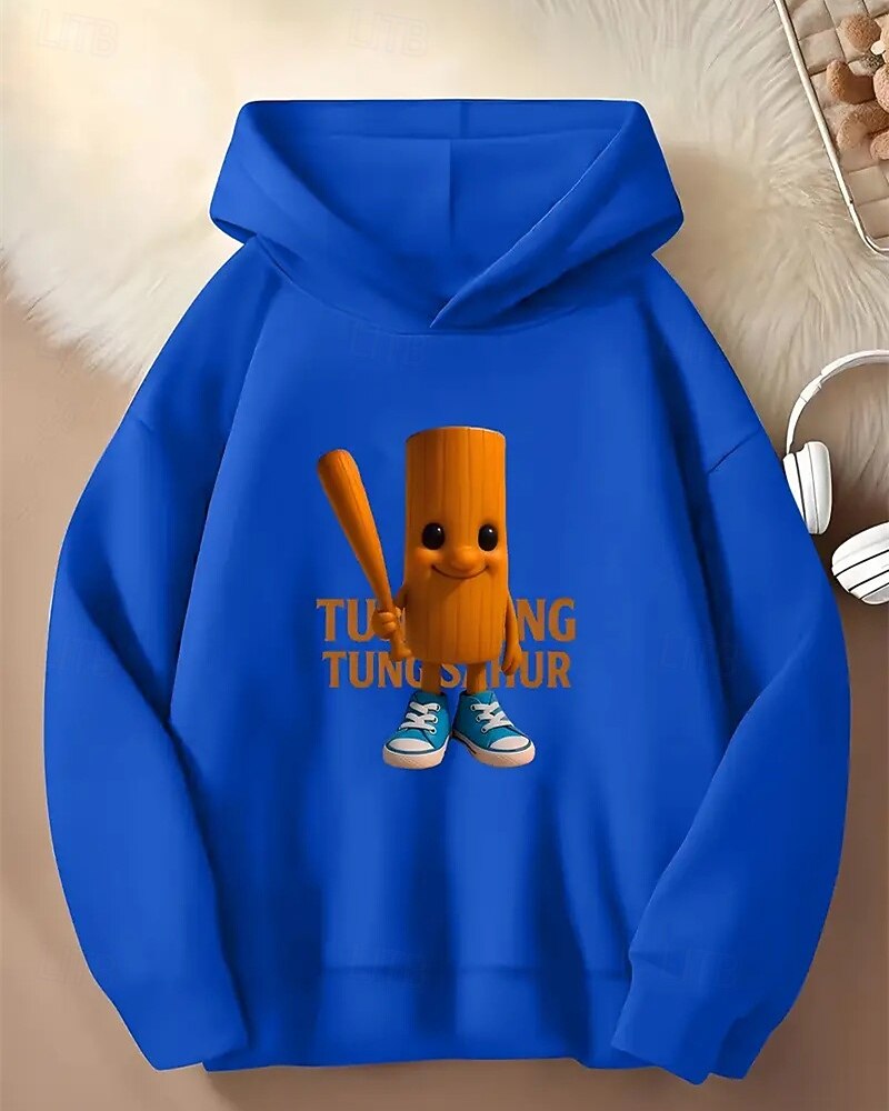 Moletom com capuz gráfico 3D Tung Tung para meninos, manga comprida, moda primavera/outono, moda urbana, crianças de 4 a 12 anos, com capuz, casual, para atividades ao ar livre, ajuste regular de 2025 por $18.99 –P6