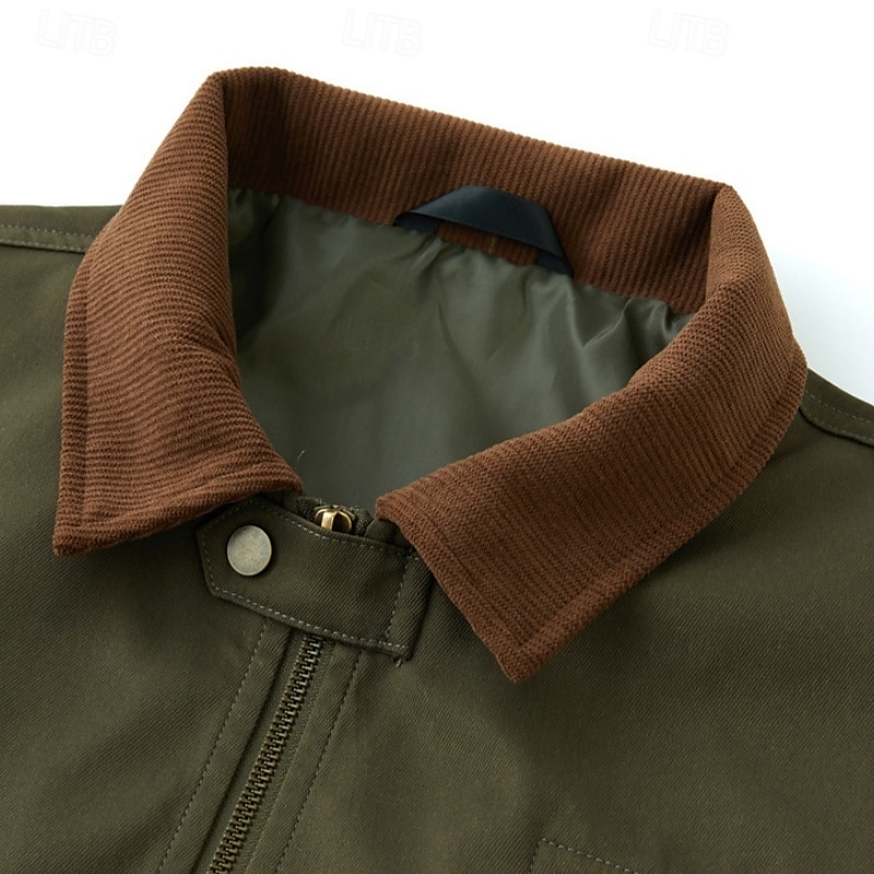 Hommes Veste de camionneur Veste Cargo Veste Tactique Occasionnel Coupe-Vent Zip Up Printemps Automne Couleur Unie ancien Tenu de travail Col de chemise Régulier Kaki Gris foncé Vert Véronèse Veste de 2025 ? $48.99 –P4