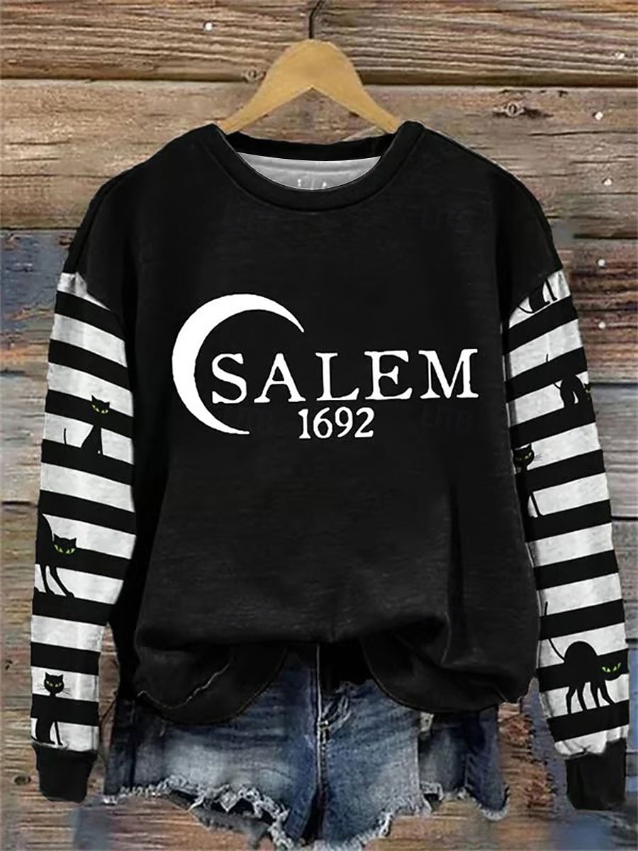 Per donna Felpa Pullover Grafico Lettera Moda Casual Manica Lunga Girocollo Top Regolari Streetwear Abbigliamento Quotidiano Casuale Stampato Nero Arancione Verde Autunno Inverno del 2025 a $26.99 –P3