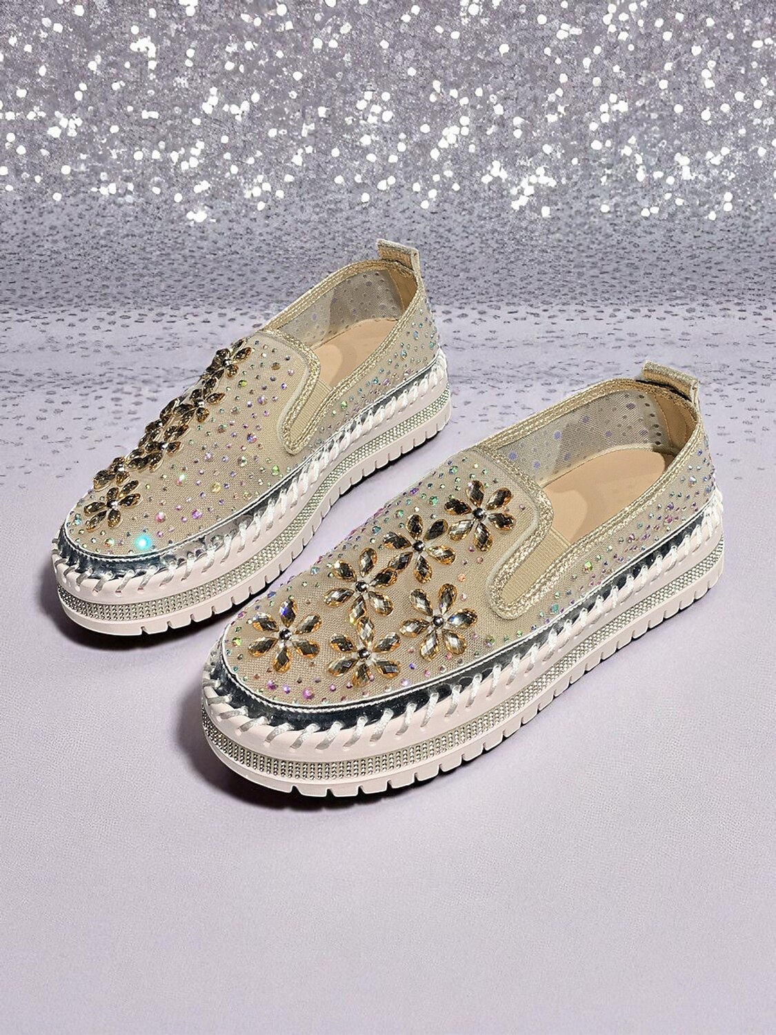 Sneakers slip-on da donna con strass, tomaia in mesh e suola spessa - scarpe alla moda per la vita notturna, le feste e le discoteche del 2025 a $34.99 –P7