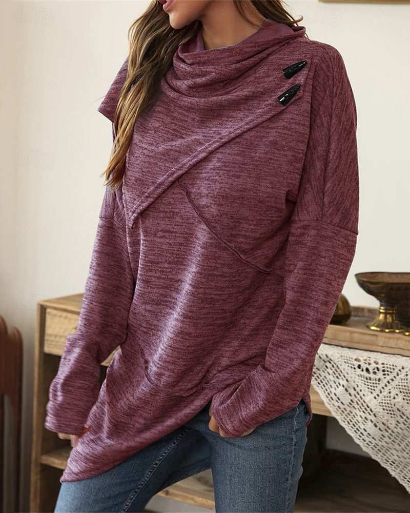 Damen Pullover Mode Täglich Lässig Einfarbig Gerippt Kapuze Gestrickt Langarm Normale Oberteile Stricken Täglich Ferien Ausgehen Schwarz Wein Herbst Winter 2025 - $27.99 –P12