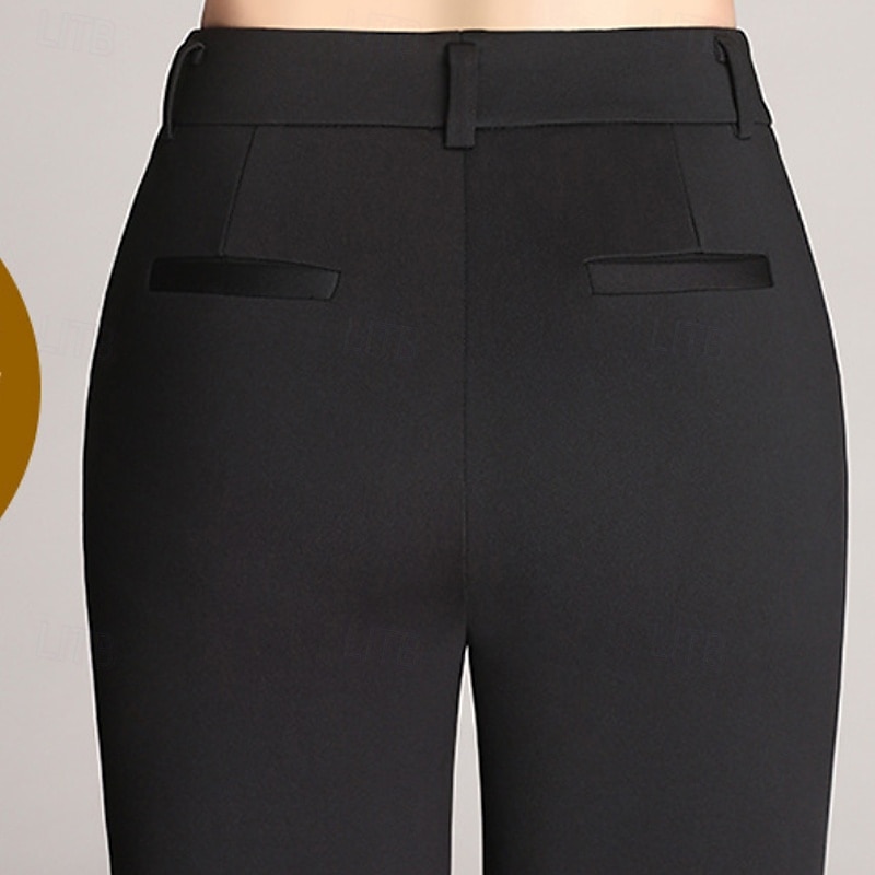 Mulheres Social Moda Roupa de rua Comprimento total Natural Tecido Bolsos Cintura elástica Macio Formal Ao ar livre Trabalho clarete Preto Azul Marinho Escuro Outono Normal de 2025 por $24.99 –P4