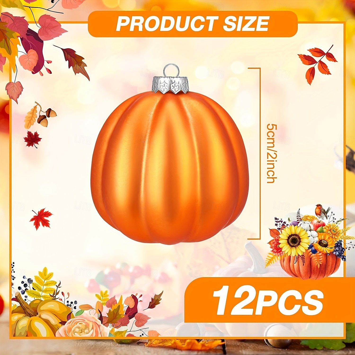 24 stk. hengende halloween gresskarpynt mini høst-Thanksgiving-ballpynt, 5 cm rustikke gresskarkuler i gårdshusstil til høsttre, girlander, borddekorasjon eller høytidsdekor. 2025 - $12.99 –P3