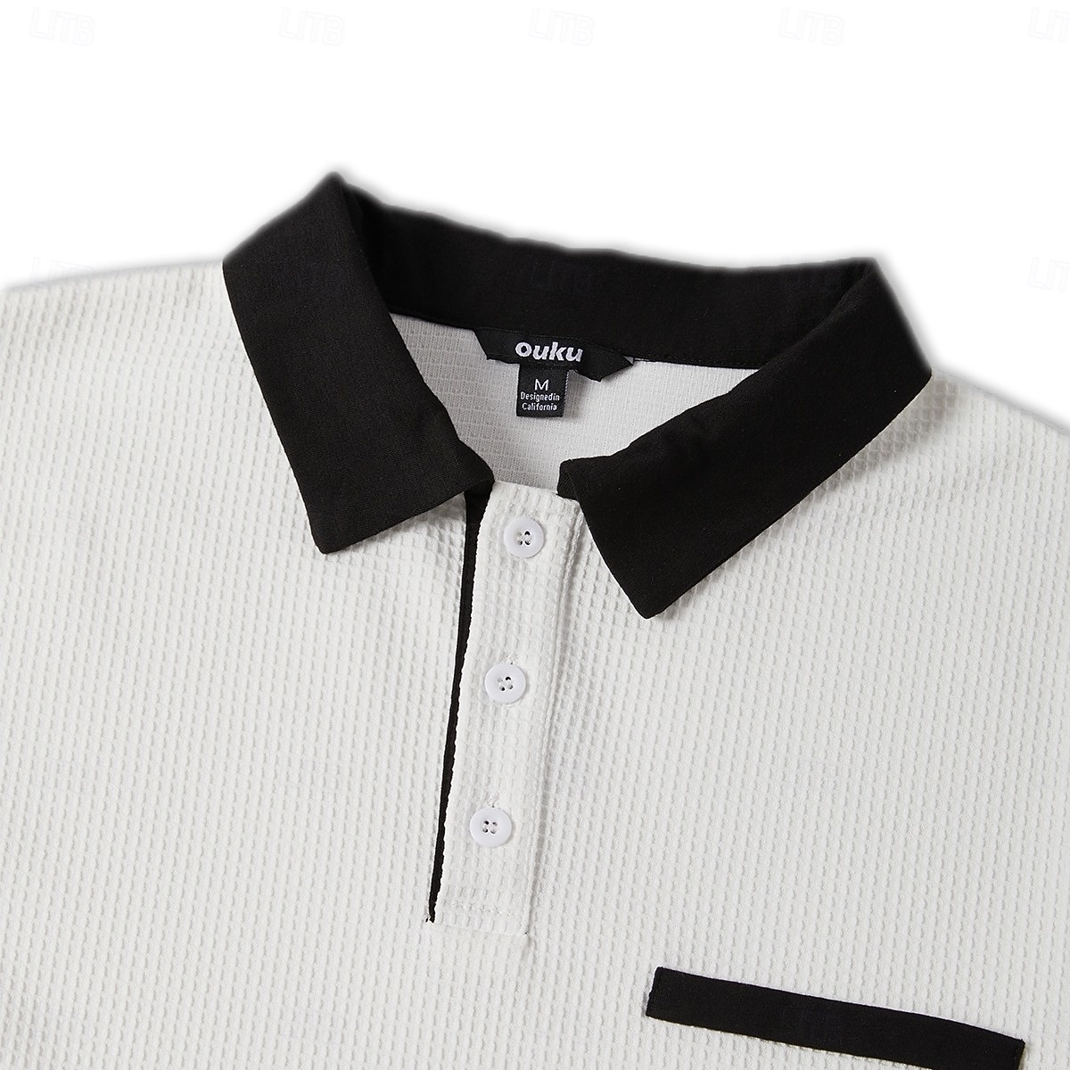 Herren Waffel-Poloshirts Poloshirts Formell Geschäft Gerippter Polokragen Langarm Mode Einfarbig Tasche Knöpfe Frühling & Herbst Weiß Blau Grau Waffel-Poloshirts 2025 - $24.99 –P4