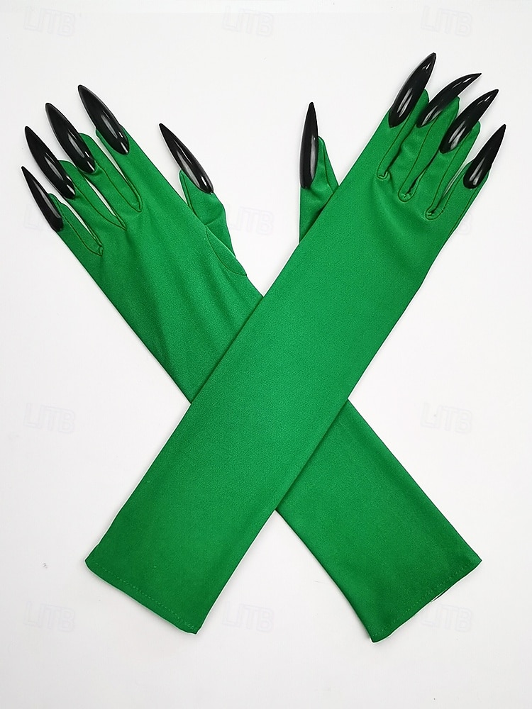 Lange Halloween-Krallenhandschuhe für Damen – Kunstnageldesign, dehnbares Polyester, gruseliges Cosplay-Kostümzubehör für Partys und Veranstaltungen 2025 - $9.99 –P4