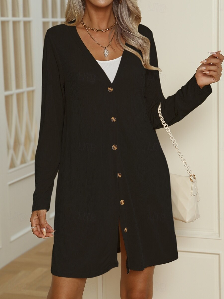 Femmes Veste Décontractée Confortable Respirant Boutons Occasionnel Uni Vacances Rue Occasionnel Tenue quotidienne Simple Boutonnage Long Col en V Coupe régulière manche longue Vêtements d'extérieur de 2025 ? $19.99 –P11