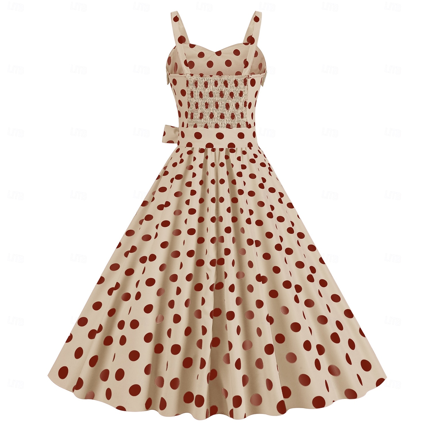 Retro 50. léta Rockabilly Polední Šaty Houpací šaty Flare šaty S páskem Popruh na špagety Puntíkované A-Linie Dámské Karneval Denní nošení Čajový dýchánek Retro tematická párty Dospělí Šaty Jaro léto 2025 - $24.99 –P15