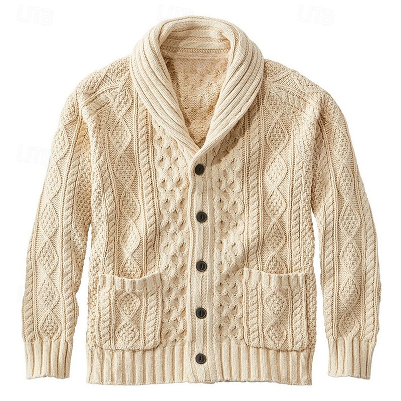 Męskie Sweter Sweter Rozpinany Kable Robić na drutach Zwykłe topy Zapiąć Równina Kołnierz szalowy Urlop Moda Codzienny Dzienne zużycie Odzież Wiosna i jesień Rumiany róż Rumiany róż S M L 2026 - $45.99 –P2