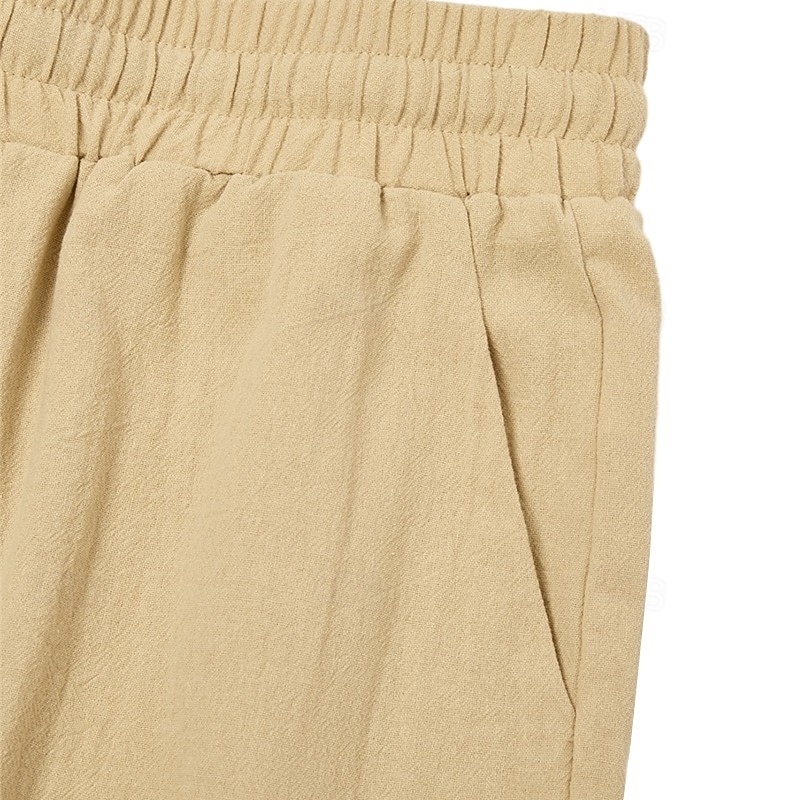 Per uomo Pantaloni di Lino Pantaloni Pantaloni Larghi Coulisse Elastico in vita Gamba Dritta Semplice Comodità Traspirante Lunghezza intera All'aperto Casuale Quotidiano Vacanza Moda Nero Bianco del 2025 a $30.99 –P10