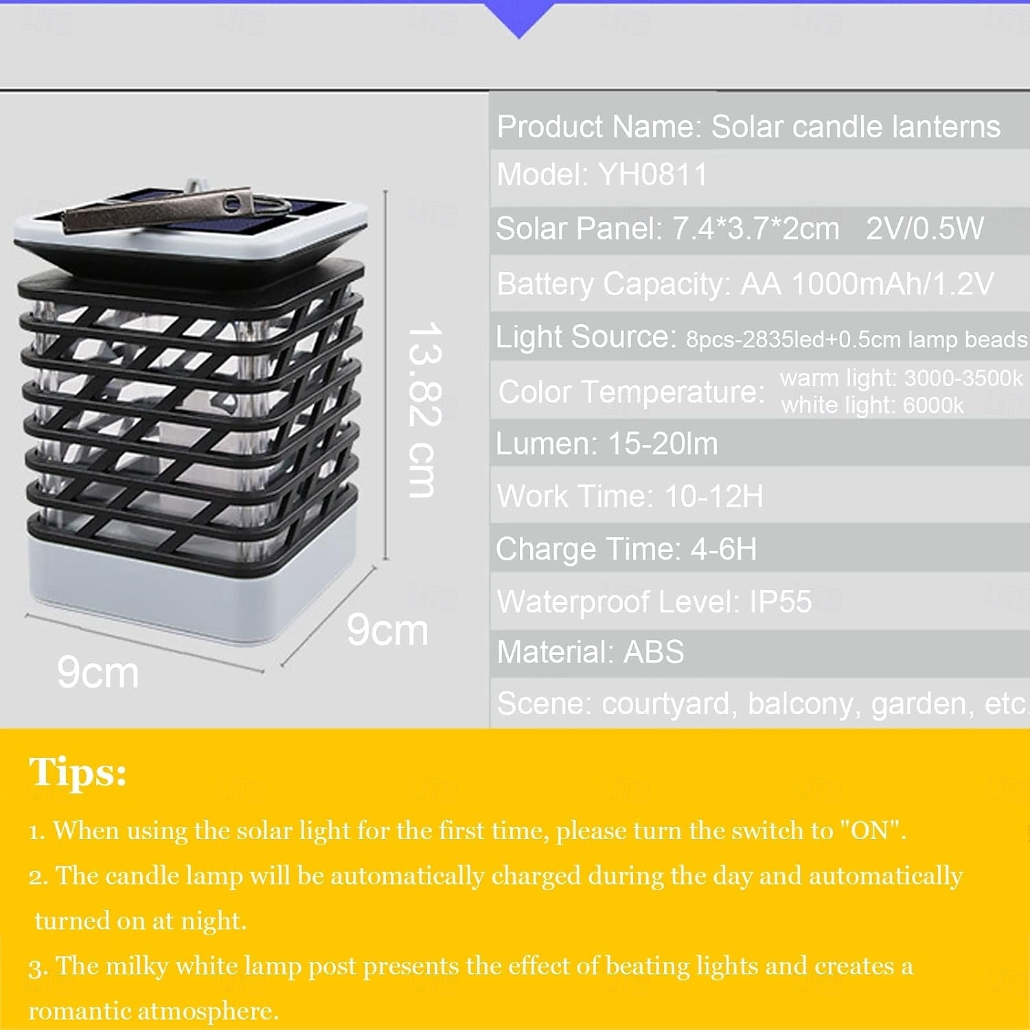 Солнечный фонарь, подвесной светильник для дорожек на солнечной энергии, уличный, водонепроницаемый, мерцающий, беспламенный, светодиодный светильник-свеча, фонари на солнечной энергии, украшения для 2025 - $21.99 –P7