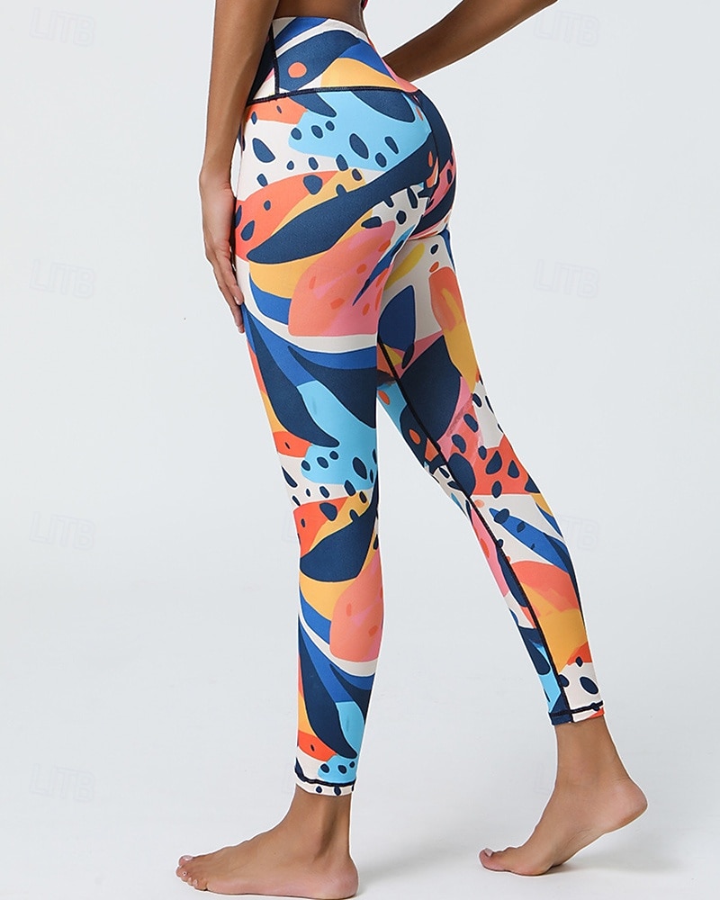 Mujer Leggings Capri Mallas Leggings de Yoga Control de barriga Alta cintura Gimnasio De Deporte Pilates Prendas de abajo Estampado Negro Amarillo Azul Otoño Deportes Ropa de Deporte Ajuste ceñido 2025 - $16.49 –P3