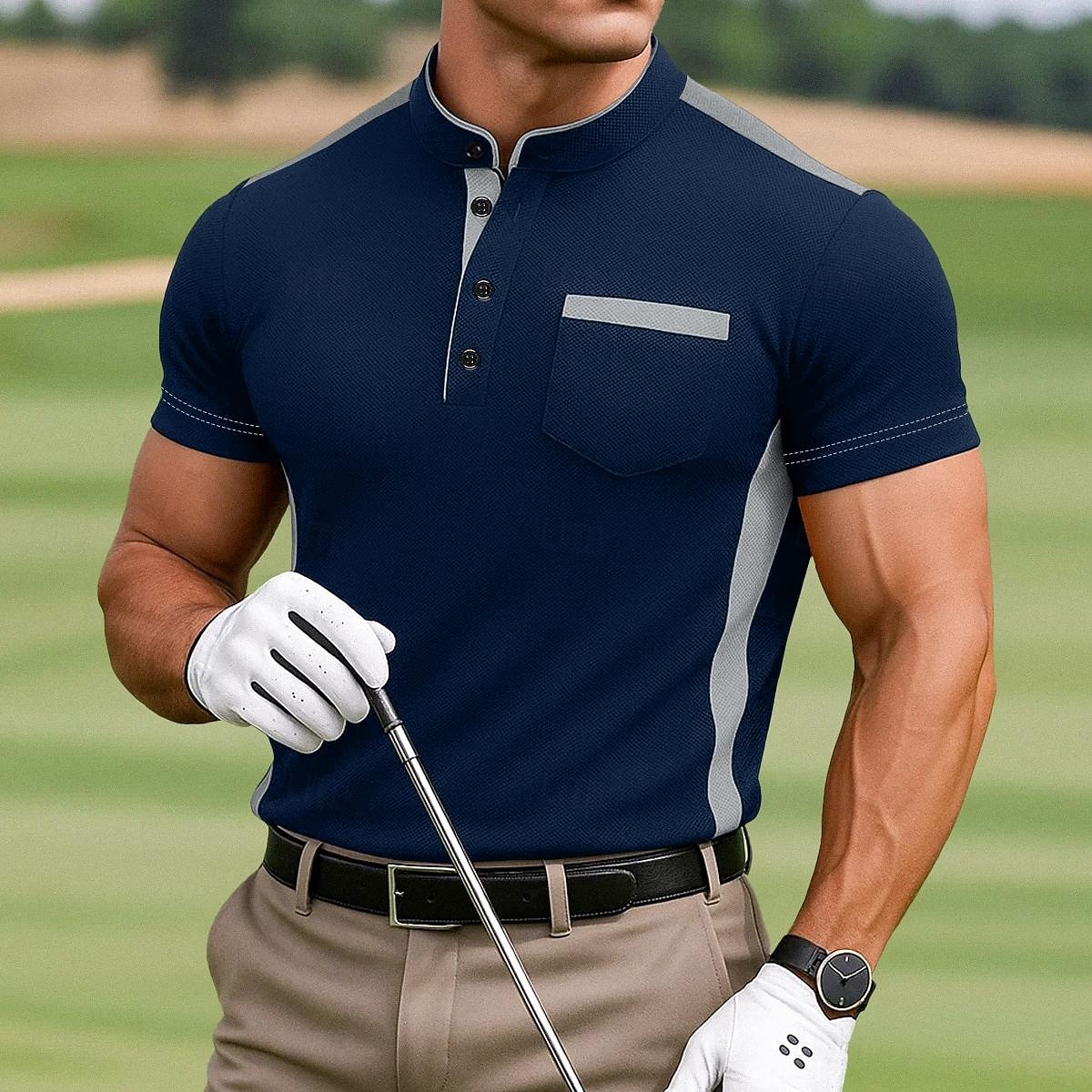 Pánské Sportovní polokošile Golfové polokošile Ležérní Sport Henley Krátký rukáv Módní Pohodlné Pevná barva Bez vzoru Barevné bloky Knoflíky Léto Jaro Celý rok Černá Šedá Sportovní polokošile 2026 - $24.99 –P4