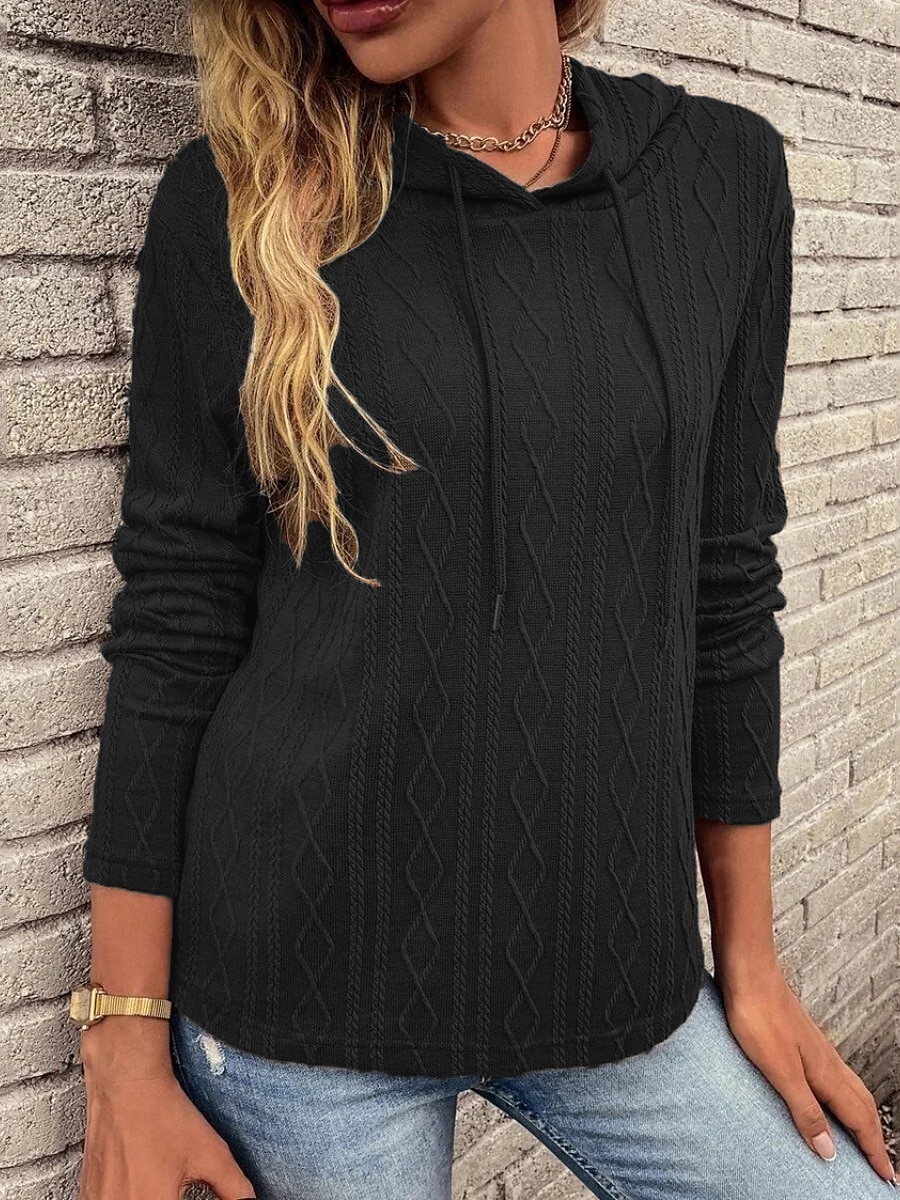 Per donna Felpa con cappuccio Semplice Casual Manica Lunga Con Cappuccio Top Regolari Streetwear Abbigliamento Quotidiano Nero Vino Marrone Grigio Autunno Inverno del 2025 a $24.99 –P1