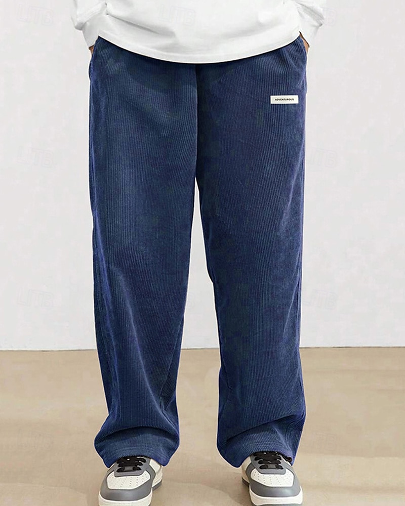 Homens Calças de Veludo Calças Calça casual Bolsos Cintura elástica Com Cordão Tecido Conforto Esportes Diário Moda Casual Preto Branco Micro-Elástica de 2025 por $26.99 –P8