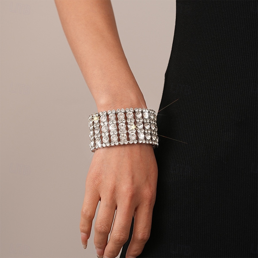 Γυναικείο βραχιόλι με στρας - λαμπερό κρυστάλλινο βραχιόλι για κοκτέιλ πάρτι και βραδινές εκδηλώσεις 2026 - $18.99 –P3