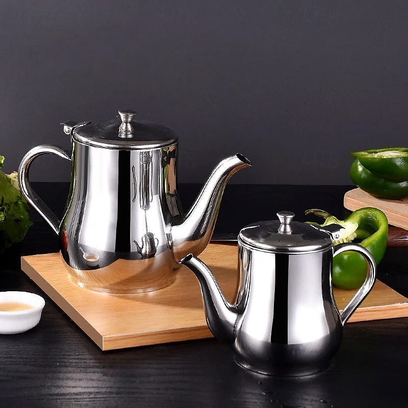 Oliatore in acciaio inox, filtro per olio denso, dispenser per salsa di soia a prova di perdite con filtro a rete, contenitore per condimenti multiuso per cucina domestica, brocca riutilizzabile per del 2025 a $15.99 –P1