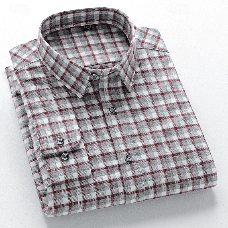 Men's Shirt Dress Shirt Collared Shirt Button Up Shirt Plaid / Striped / Chevron / Round Daily Wear Corporate Clothing White+khaki Pink Wine Navy Blue Long Sleeve Shirt Collar All Seasons Clothing 2026 - $36.99 –P10