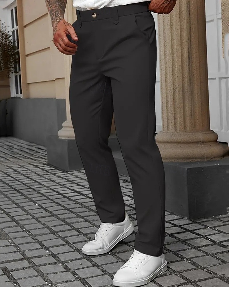 Hombre pantalones de traje Pantalones Chinos Bolsillo Botones Plano Comodidad Formal Fiesta Trabajo Moda Estilo clásico Negro Blanco Microelástico 2025 - $22.99 –P16