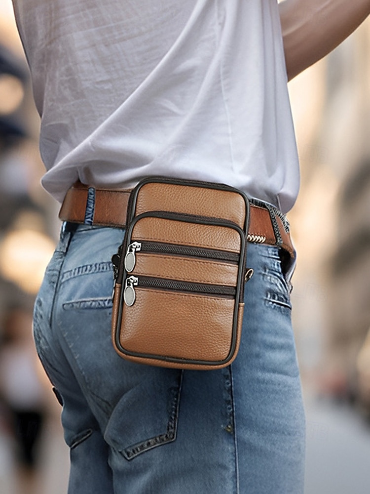 Geantă de umăr crossbody din piele pentru bărbați, cu design multi-buzunare, geantă mică de călătorie și geantă de talie pentru uz zilnic casual și activități în aer liber 2026 - $14.99 –P4
