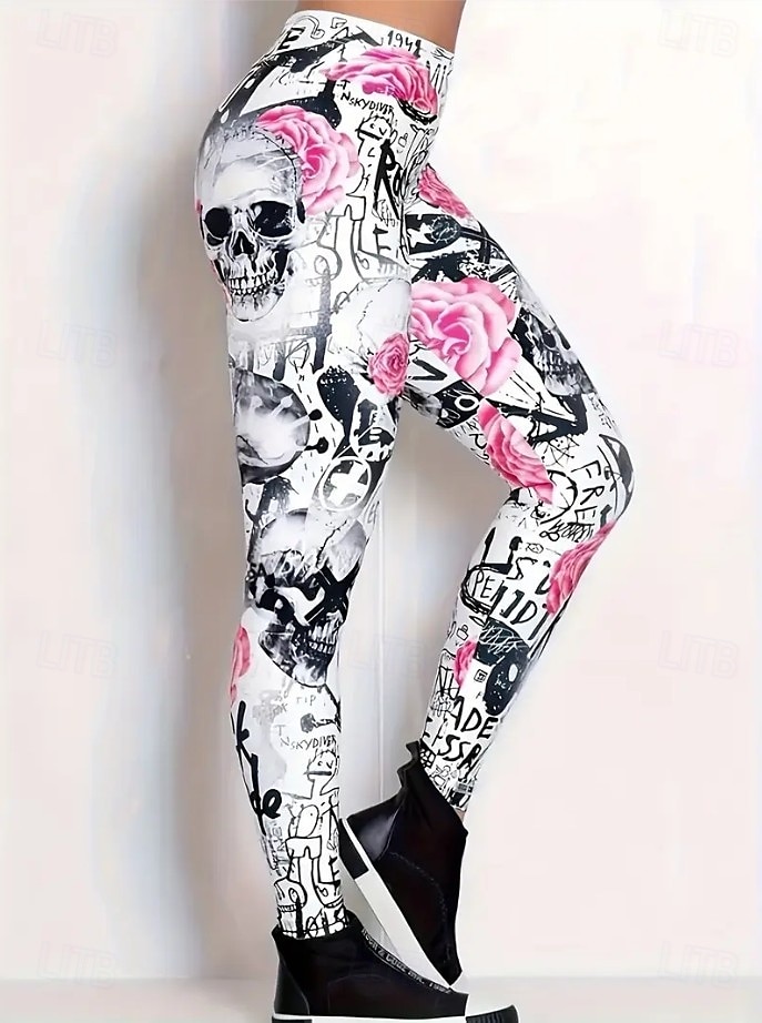 Leggings pour femmes Pantalons Impression 3D Vacances Mode Décontractée Longueur Complète Haute Taille Imprimé Graphique Floral Respirant Doux Extensible Vacances Décontracté Quotidien Bleu Œuf de de 2025 ? $19.99 –P4